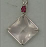 Rose Quartz Small Magician Stone� With Oval Cut Ruby