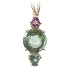Colombian Obsidian Mini Radiant Heart™  with Trillion Cut Amethyst & Trillion Cut Aquamarine