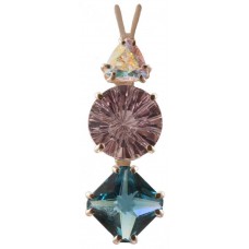 Amethyst Super Nova™  with Trillion Cut Mystic Topaz & Mini Magician Tibetan Blue Obsidian