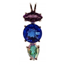 Siberian Blue Quartz Mini Radiant Heart™ with Amethyst & Pear Cut Mystic Topaz