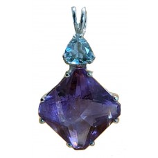 Amethyst Small Magician Stone with Trillion Aquamarine 