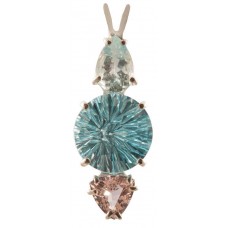 Blue Topaz Super Nova™  with Pear Cut Aquamarine & Trillion Cut Morganite