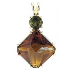 Citrine Small Magician Stone™  with Round Moldavite 