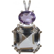 Clear Quartz Earth Heart Crystal™  with Oval Cut Amethyst
