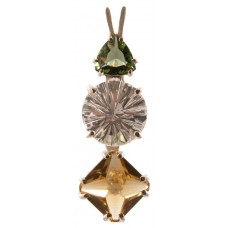 Clear Quartz Super Nova™  with Trillion Cut Moldavite & Mini Magician Citrine