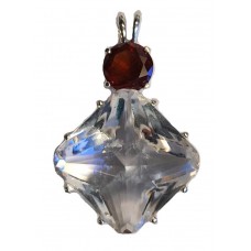 Clear Quartz Regular Magician™  with Round Hessonite Garnet