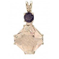 Clear Quartz Small Magician Stone™ with Round Cut Iolite
