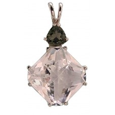 Clear Quartz Small Magician Stone™ with Trillion Cut Moldavite