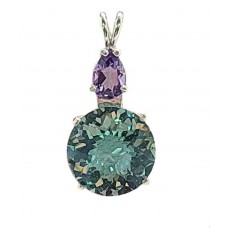 Colombian Obsidian Radiant Heart Crystal™  with Pear Cut Amethyst