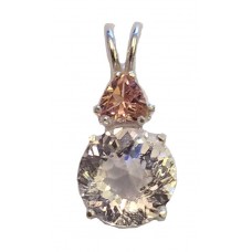 Danburite Mini Radiant Heart™ with Trillion Cut Pink Tourmaline