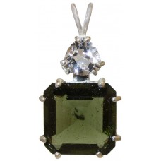 Moldavite Earth Heart Crystal™  with Trillion Cut Danburite 