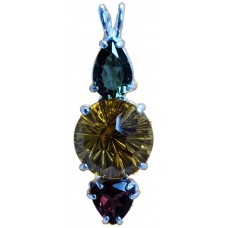 Citrine Super Nova™ with Pear Cut Moldavite & Trillion Garnet
