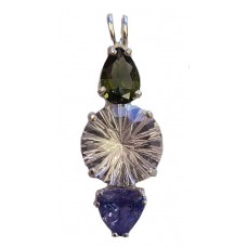 Danburite Super Nova™  with Pear Cut Moldavite & Trillion Cut Tanzanite