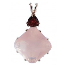 Rose Quartz Regular Magician Stone™  with Trillion Rhodolite Garnet