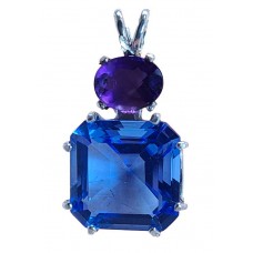Siberian Blue Quartz Earth Heart Crystal™  with Oval Amethyst