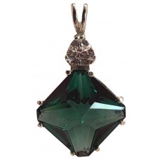 Siberian Green Quartz Small Magician Stone™  with Trillion Cut White Topaz