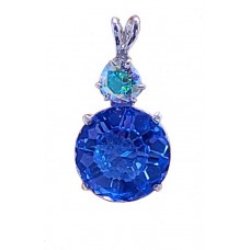 Siberian Blue Quartz Radiant Heart Crystal™  with Round Cut Mystic Topaz