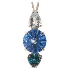 Siberian Blue Quartz Super Nova™  with Pear Cut Aquamarine & Trillion Cut Tibetan Blue Obsidian