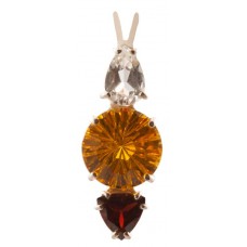 Siberian Gold Quartz Super Nova™  with Pear Cut White Topaz & Garnet