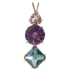 Siberian Purple Quartz Super Nova™  with Trillion Cut Danburite & Mini Magician Aqua Aura