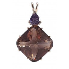 Smokey Quartz Regular Magician Stone™  with Trillion Iolite