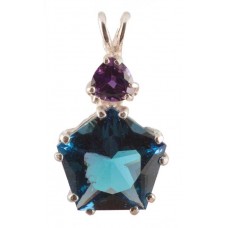 Tibetan Blue Obsidian Star of Venus™  with Trillion Cut Amethyst