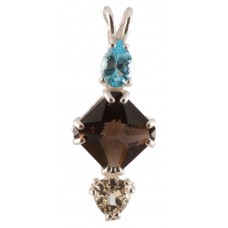 Smokey Quartz Mini Magician Stone™  with Pear Cut Blue Topaz & Trillion Cut Golden Labradorite 