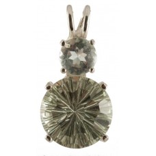 Prasiolite Super Nova™ with Round Cut White Topaz
