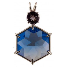 Siberian Blue Quartz Flower of Life™ with Round Cut Amethyst