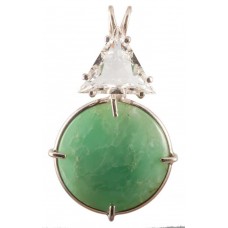 Chrysoprase with Triangle Cut White Topaz