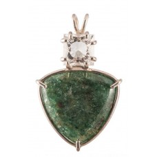 Green Aventurine with Square Cut White Topaz