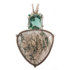 Moss Agate with Square Cut Siberian Green Quartz