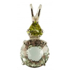 Prasiolite Mini Radiant Heart™ with Trillion Cut Peridot