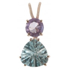 Blue Topaz Mini Super Nova™ Trillion with Round Cut Ruby Lavender Quartz