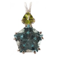 Blue Topaz Star of Venus™ with Trillion Cut Peridot