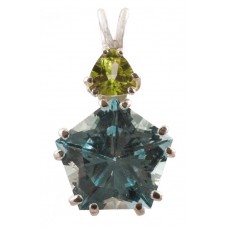 Blue Topaz Star of Venus™ with Trillion Cut Peridot