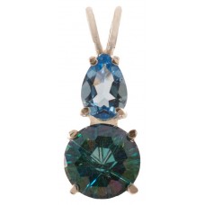 Aqua Topaz Mini Super Nova™ with Pear Cut Tibetan Blue Obsidian