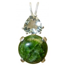 Chrome Diopside with Trillion Cut Prasiolite