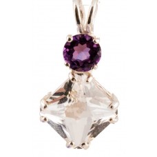 Clear Quartz Mini Magician Stone™ with Round Cut Amethyst