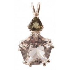 Danburite Star of Venus™ with Trillion Cut Moldavite