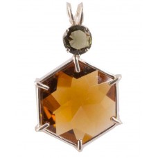 Citrine Flower of Life™ with Round Cut Moldavite