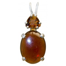 Hessonite Garnet With Trillion Cut Golden Tourmaline