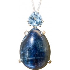 Kyanite with Trillion Cut Blue Topaz