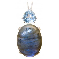 Labradorite With Trillion Cut Blue Topaz