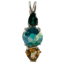 Aqua Aura Mini Radiant Heart™ with Pear Cut Green Tourmaline & Trillion Cut Citrine