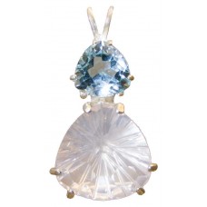 Rose Quartz Super Nova™ Trillion with Trillion Cut Blue Topaz