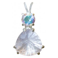 Rose Quartz Super Nova™ Trillion with Round Cut Mystic Topaz
