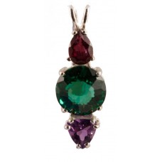 Siberian Green Quartz Mini Radiant Heart™ with Pear Cut Rhodolite Garnet & Trillion Cut Amethyst