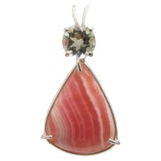 Rhodocrosite with Round Cut White Topaz