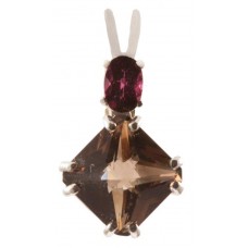 Smokey Quartz Mini Magician Stone™ with Oval Cut Rhodolite Garnet